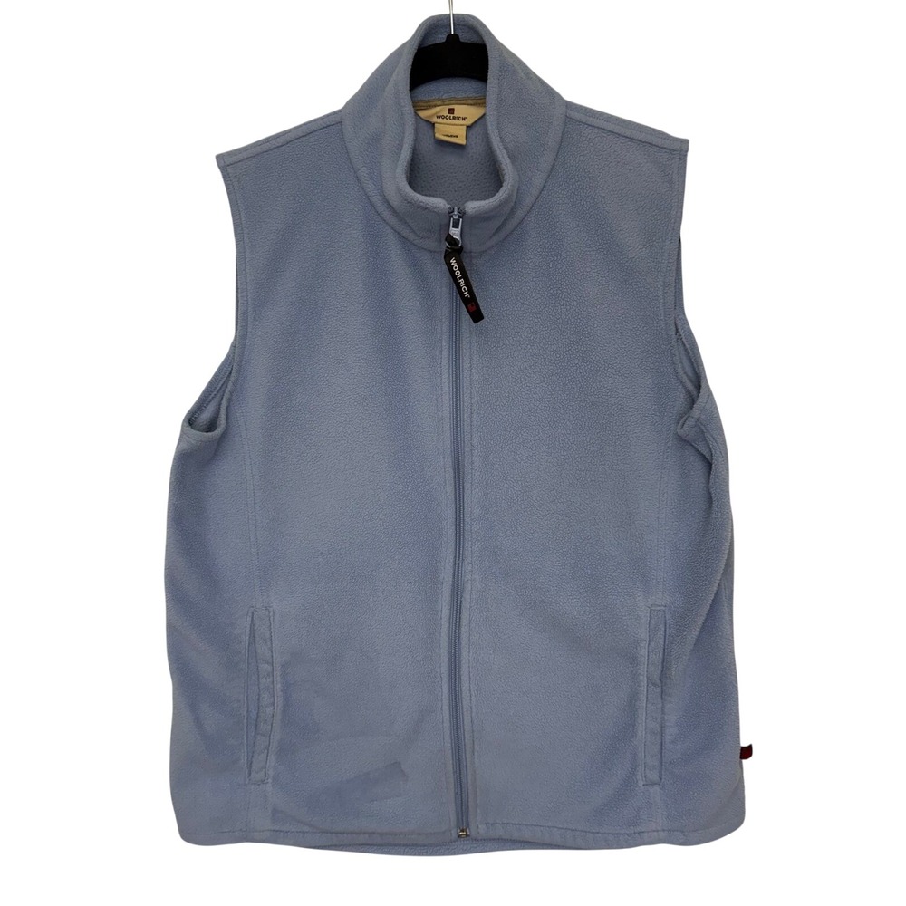Woolrich Womens Heather Fleece Vest Full Zip Collar Pockets Blue Size M